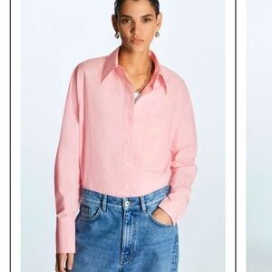 COS Oversized Long-Sleeve button front Shirt pink size 4 fits up to XL